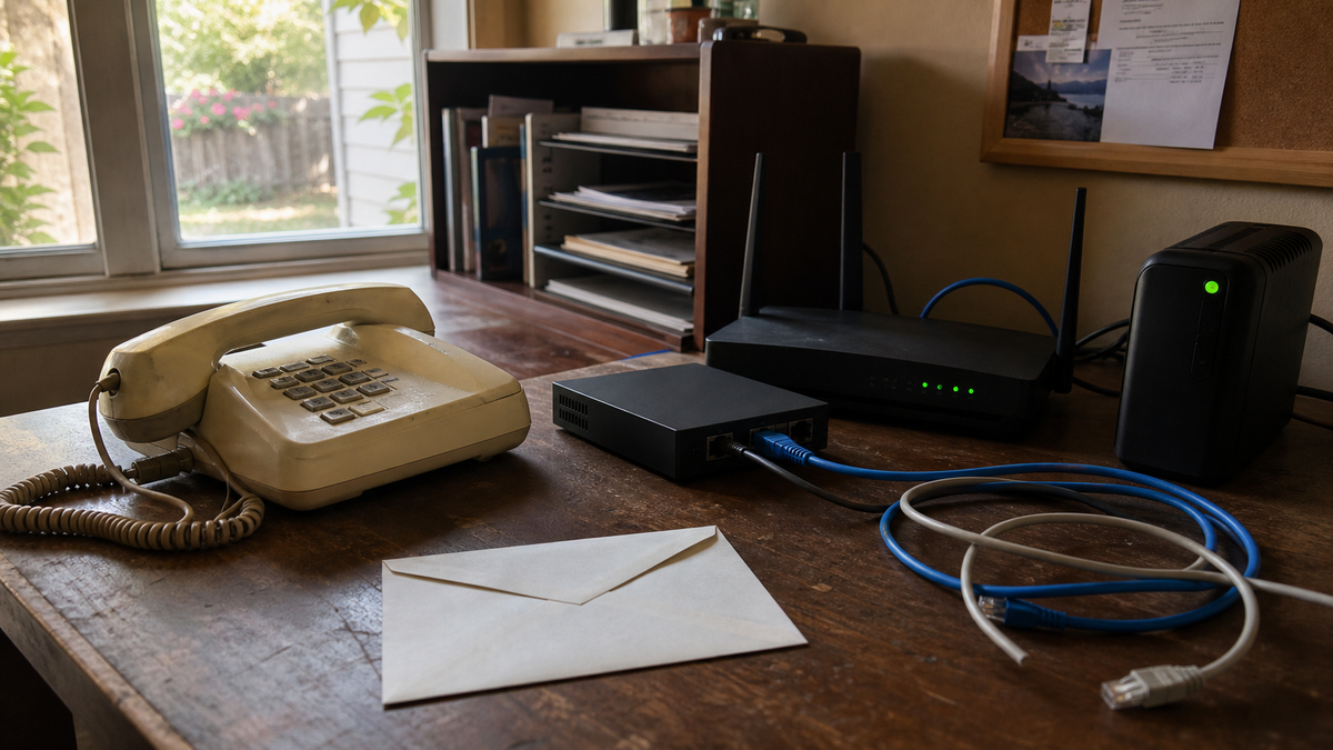 Business phone migration workspace for landline retirement and VoIP continuity planning.